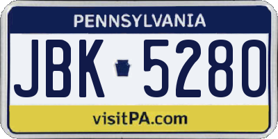 PA license plate JBK5280