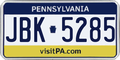 PA license plate JBK5285