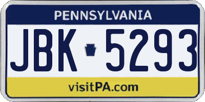 PA license plate JBK5293
