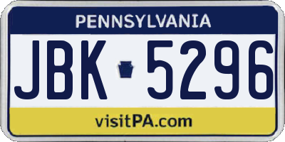 PA license plate JBK5296