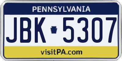 PA license plate JBK5307