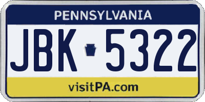 PA license plate JBK5322
