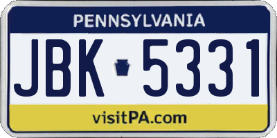 PA license plate JBK5331