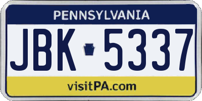 PA license plate JBK5337