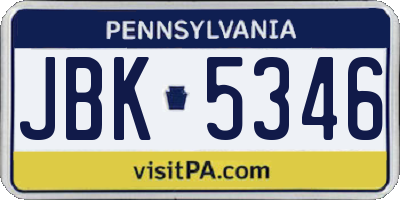 PA license plate JBK5346