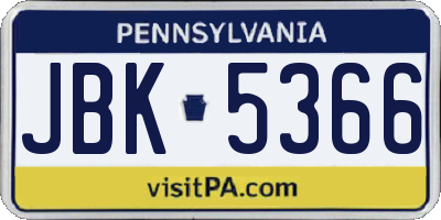 PA license plate JBK5366