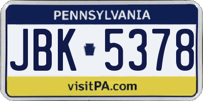PA license plate JBK5378