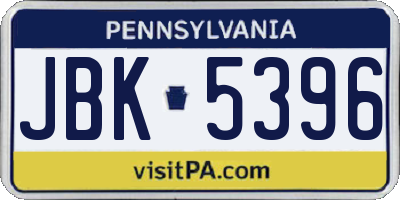 PA license plate JBK5396