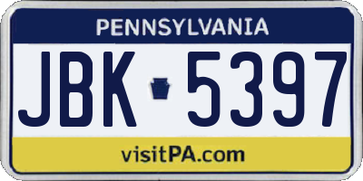 PA license plate JBK5397