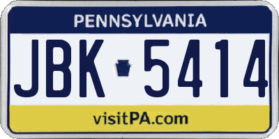 PA license plate JBK5414