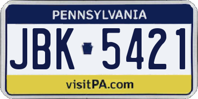 PA license plate JBK5421