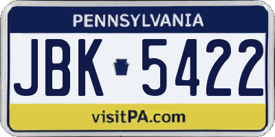 PA license plate JBK5422