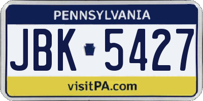 PA license plate JBK5427