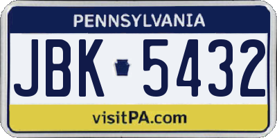 PA license plate JBK5432