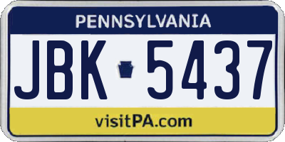 PA license plate JBK5437