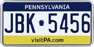 PA license plate JBK5456