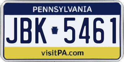 PA license plate JBK5461