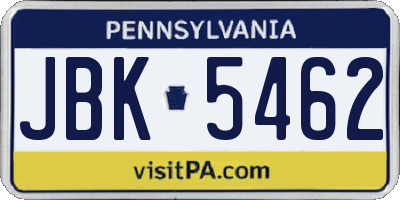 PA license plate JBK5462