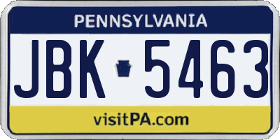 PA license plate JBK5463