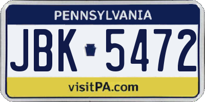 PA license plate JBK5472
