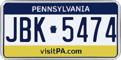 PA license plate JBK5474