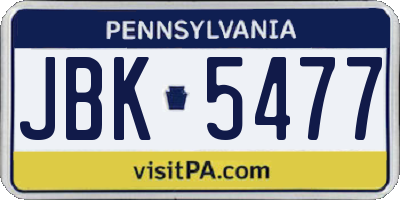 PA license plate JBK5477