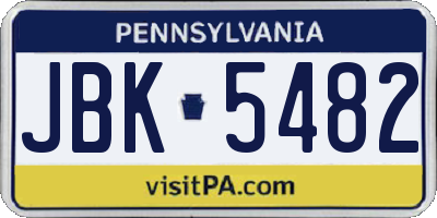 PA license plate JBK5482