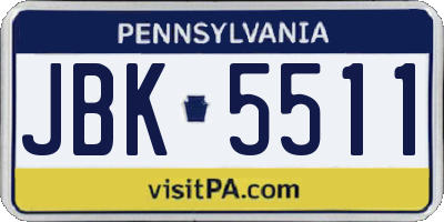 PA license plate JBK5511