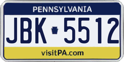 PA license plate JBK5512