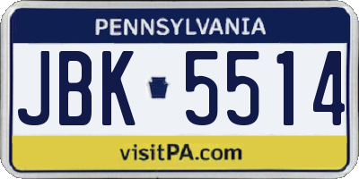 PA license plate JBK5514