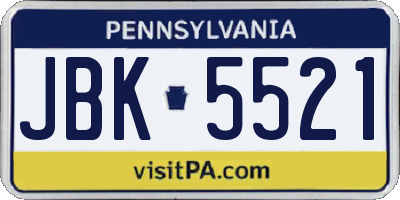 PA license plate JBK5521