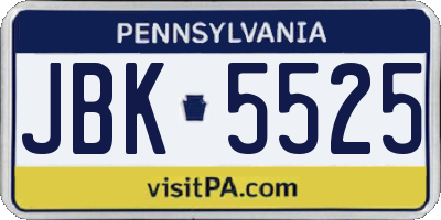 PA license plate JBK5525