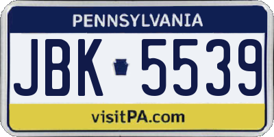 PA license plate JBK5539