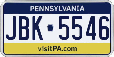 PA license plate JBK5546