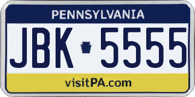 PA license plate JBK5555
