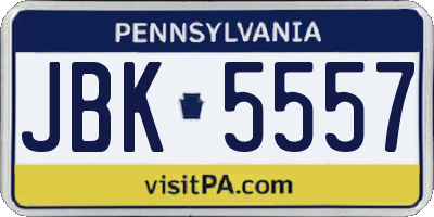 PA license plate JBK5557
