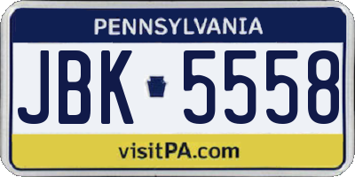 PA license plate JBK5558