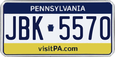 PA license plate JBK5570