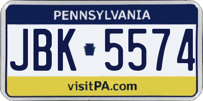 PA license plate JBK5574