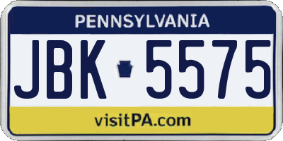 PA license plate JBK5575