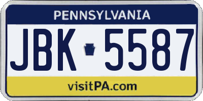 PA license plate JBK5587