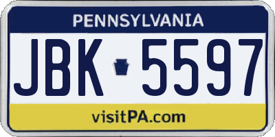 PA license plate JBK5597