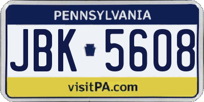PA license plate JBK5608