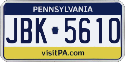 PA license plate JBK5610
