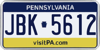 PA license plate JBK5612