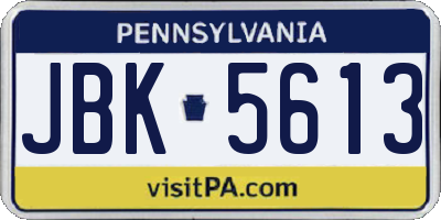 PA license plate JBK5613
