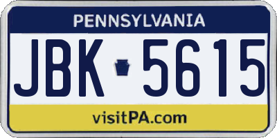 PA license plate JBK5615