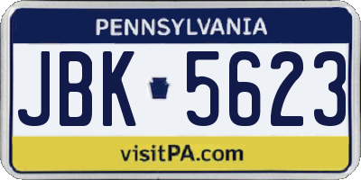 PA license plate JBK5623