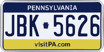 PA license plate JBK5626