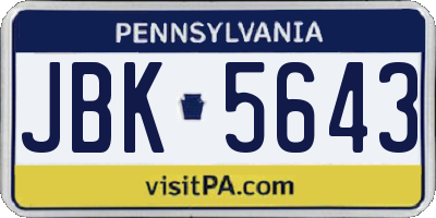 PA license plate JBK5643